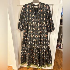 Anna Cate Botanical grid maxi dress large